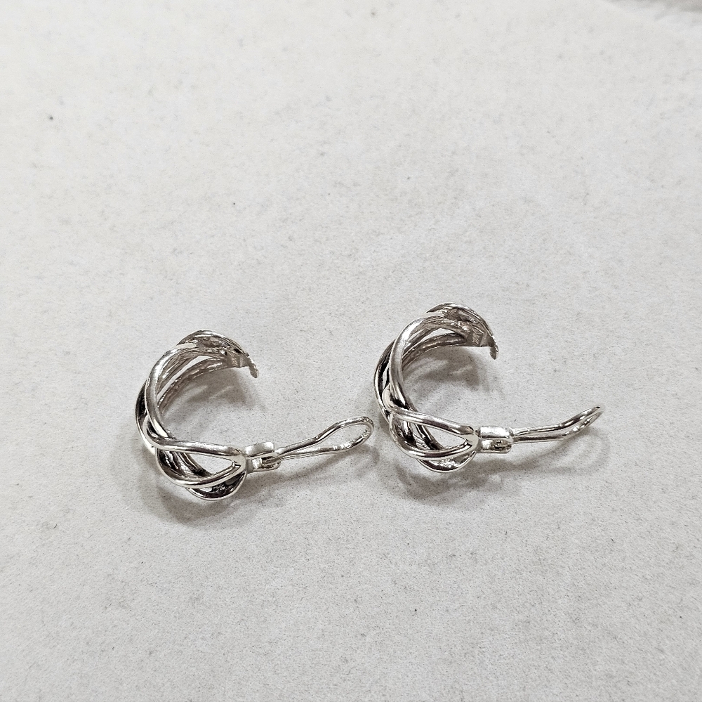 Silpada Clip-on 925 Silver Intertwined Crossover Hoop Earrings Rare - Picture 8 of 13